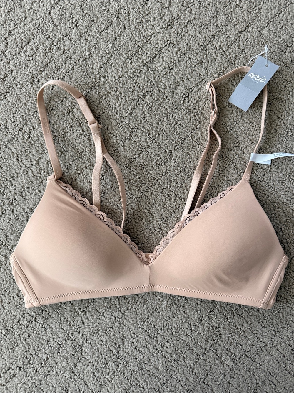 aerie Soft Lace-Edge Bralette in Light Beige